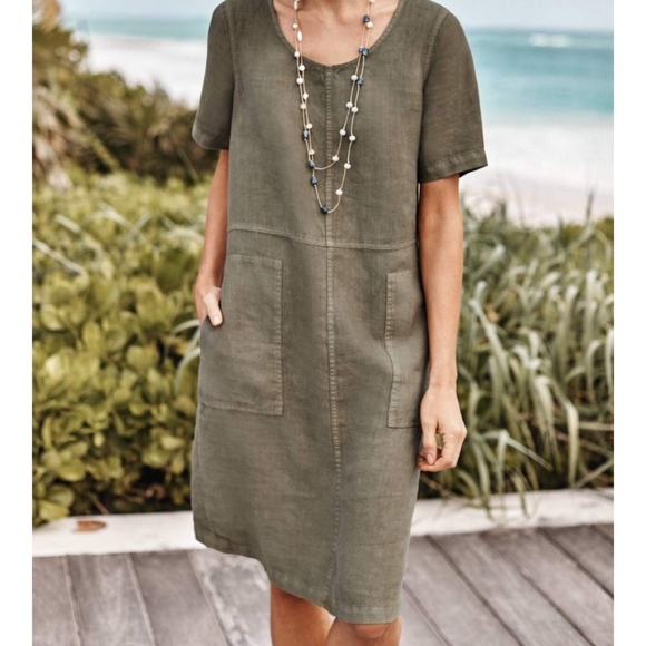 J. Jill Dresses & Skirts - Pure Jill linen seamed pockets dress short sleeves